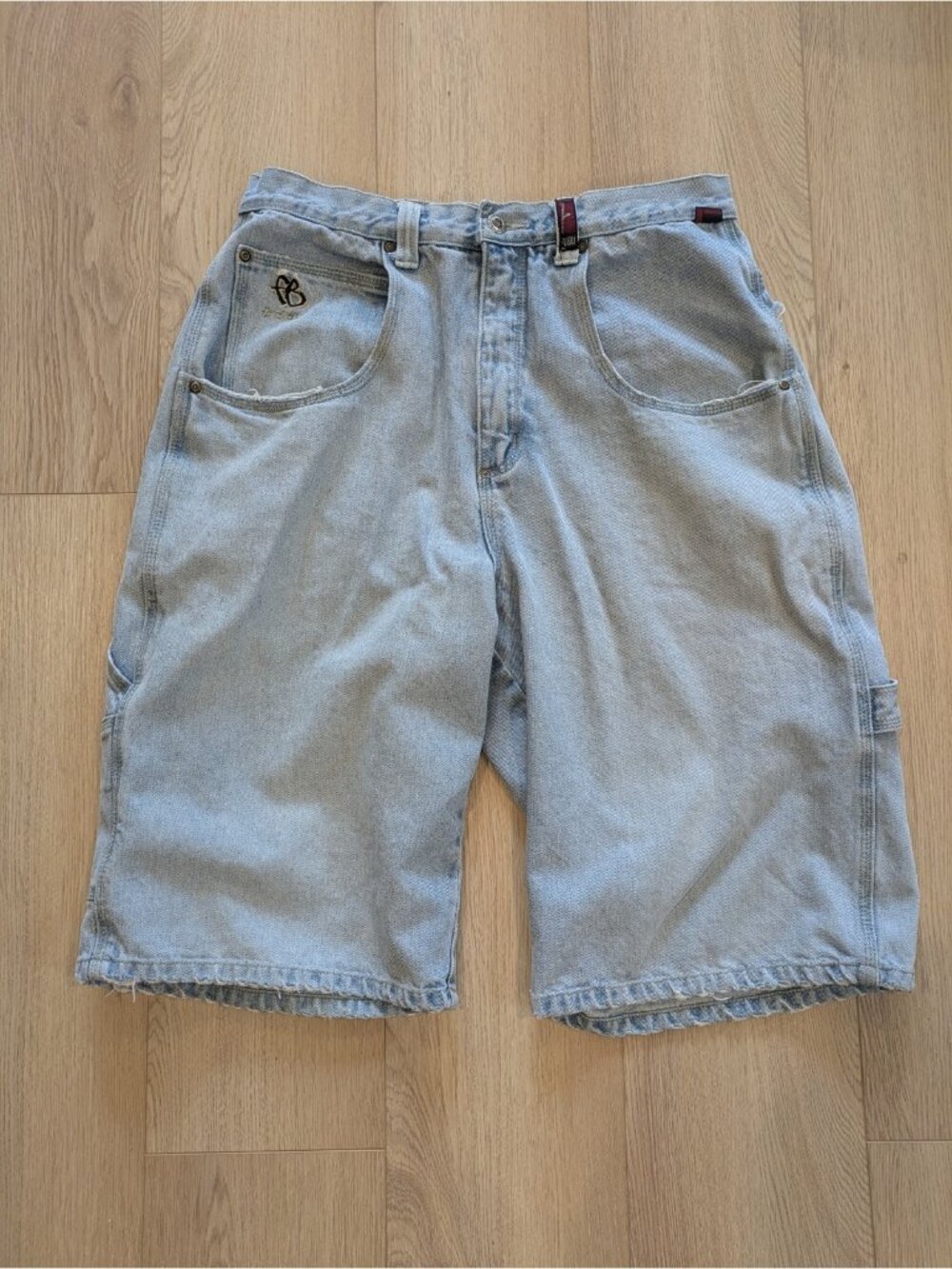 Vintage 90s FUBU Jean Baggy Shorts Y2K Size 34 Distressed Skater Jorts